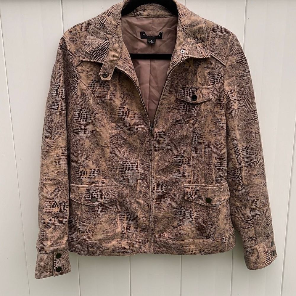 Tribal Women's Taupe Snakeskin Moto Jacket